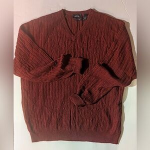 Allen Solly Cashmere V Neck Sweater Mens XXL Maroon and Black Pepper